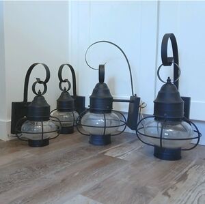 15" Black Exterior House Porch Garage Light Outdoor Lighting Textured Glass